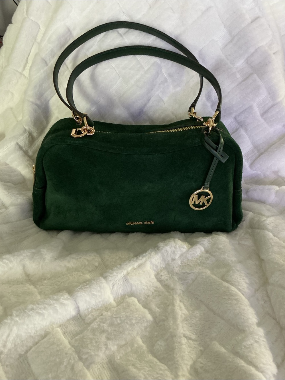 Michael Kors Cecily Medium Suede Shoulder Bag - Moss